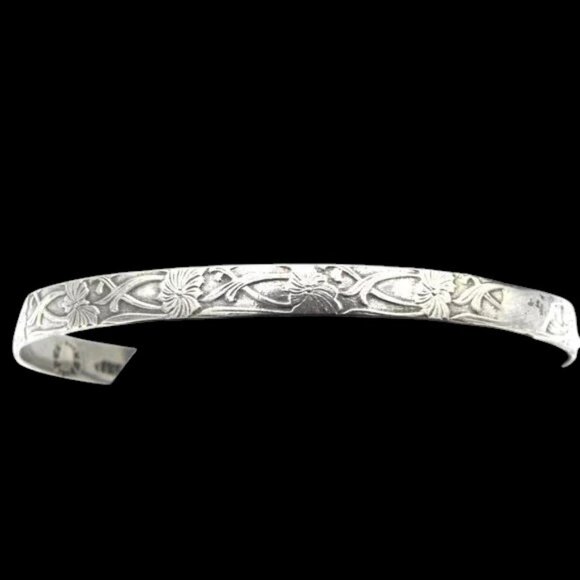 Art Nouveau Style Sterling Silver Taxco Mexico Bangle Bracelet 925 - Picture 6 of 6